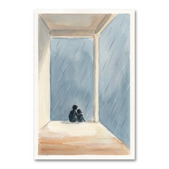 Rainy Window Quiet Companions Cozy Watercolor Canvas Wall Art Prints