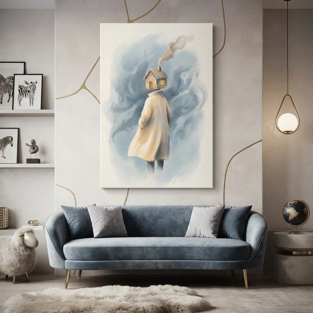 Carrying Home Within Me Cozy Watercolor Canvas Wall Art Prints