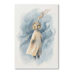 Carrying Home Within Me Cozy Watercolor Canvas Wall Art Prints