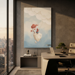 Floating Island Cloud Dreamer Cozy Watercolor Canvas Wall Art Prints