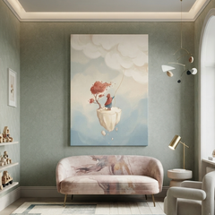 Floating Island Cloud Dreamer Cozy Watercolor Canvas Wall Art Prints