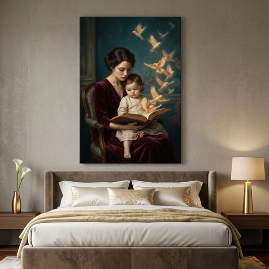 Mother's Storybook – Soft Surreal Conceptual Canvas Print Art