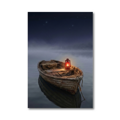 Lantern Boat at Night – Soft Surreal Conceptual Canvas Print Art