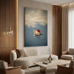 Snowbound Cottage with Warm Light – Soft Surreal Conceptual Canvas Art