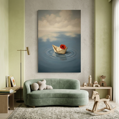 Snowbound Cottage with Warm Light – Soft Surreal Conceptual Canvas Art
