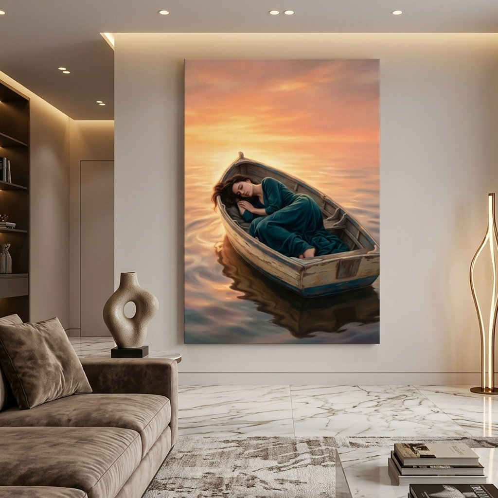 Adrift in a Sunset Dream – Soft Surreal Conceptual Canvas Art