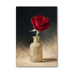 Single Red Rose in Glass – Soft Surreal Conceptual Canvas Art