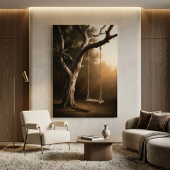 The Empty Swing at Dusk – Soft Surreal Conceptual Canvas Art