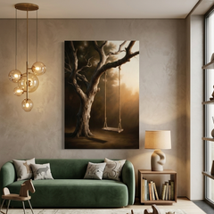 The Empty Swing at Dusk – Soft Surreal Conceptual Canvas Art