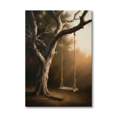 The Empty Swing at Dusk – Soft Surreal Conceptual Canvas Art