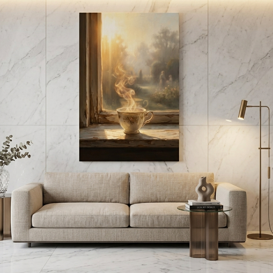 Morning Tea by the Window – Soft Surreal Conceptual Canvas Art