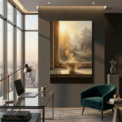 Morning Tea by the Window – Soft Surreal Conceptual Canvas Art