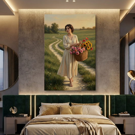 The Country Flower Gatherer – Soft Surreal Conceptual Canvas Art