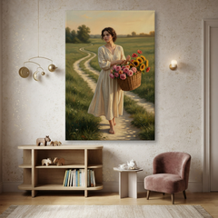 The Country Flower Gatherer – Soft Surreal Conceptual Canvas Art