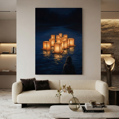 The River Of Lanterns – Soft Surreal Conceptual Canvas Art