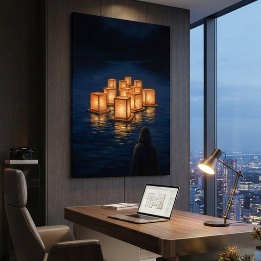 The River Of Lanterns – Soft Surreal Conceptual Canvas Art