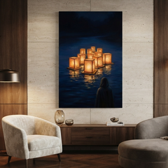 The River Of Lanterns – Soft Surreal Conceptual Canvas Art