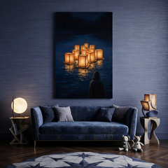 The River Of Lanterns – Soft Surreal Conceptual Canvas Art