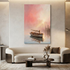 The Rose Dawn Harbor – Soft Surreal Conceptual Canvas Art