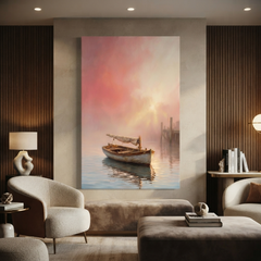 The Rose Dawn Harbor – Soft Surreal Conceptual Canvas Art