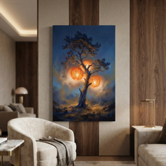 The Lantern Tree Glow – Soft Surreal Conceptual Canvas Art