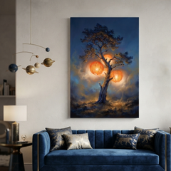 The Lantern Tree Glow – Soft Surreal Conceptual Canvas Art