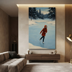 Skating The Frozen Silence – Soft Surreal Conceptual Canvas Art