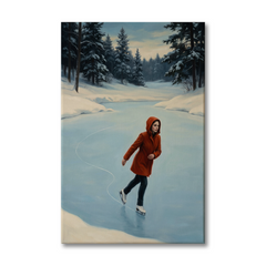 Skating The Frozen Silence – Soft Surreal Conceptual Canvas Art