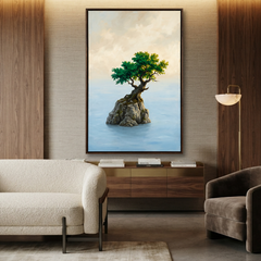 The Solitary Sea Bonsai – Soft Surreal Conceptual Canvas Art