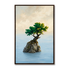 The Solitary Sea Bonsai – Soft Surreal Conceptual Canvas Art