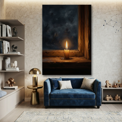 The Waiting Window Candle – Soft Surreal Conceptual Canvas Art