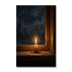 The Waiting Window Candle – Soft Surreal Conceptual Canvas Art