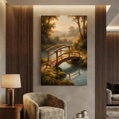 The Golden Garden Bridge – Soft Surreal Conceptual Canvas Art