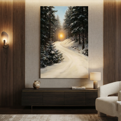The Winter Sunset Trail – Soft Surreal Conceptual Canvas Art