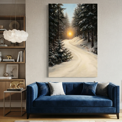 The Winter Sunset Trail – Soft Surreal Conceptual Canvas Art