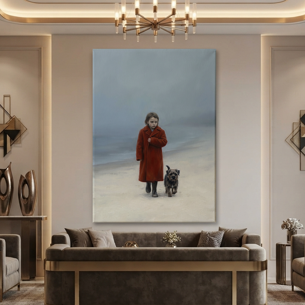The Foggy Shore Walk – Soft Surreal Conceptual Canvas Art