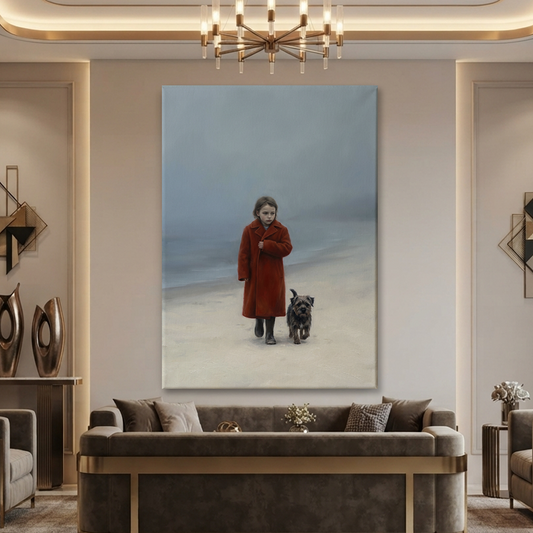 The Foggy Shore Walk – Soft Surreal Conceptual Canvas Art