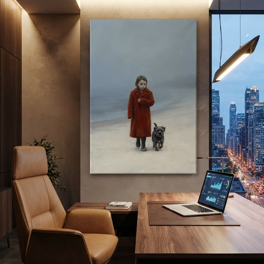The Foggy Shore Walk – Soft Surreal Conceptual Canvas Art