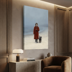The Foggy Shore Walk – Soft Surreal Conceptual Canvas Art