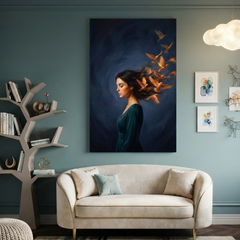 Her Thoughts Take Flight – Soft Surreal Conceptual Canvas Art