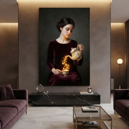Pouring A Cup Of Stars – Soft Surreal Conceptual Canvas Art