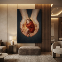 Held In Loving Hands – Soft Surreal Conceptual Canvas Art