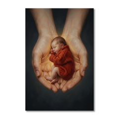 Held In Loving Hands – Soft Surreal Conceptual Canvas Art