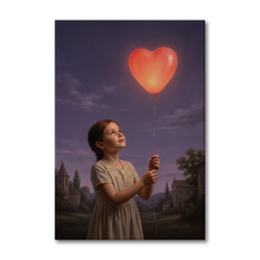 The Glowing Heart Balloon – Soft Surreal Conceptual Canvas Art
