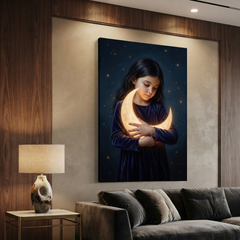 Embracing The Gentle Moon – Soft Surreal Conceptual Canvas Art