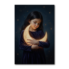 Embracing The Gentle Moon – Soft Surreal Conceptual Canvas Art