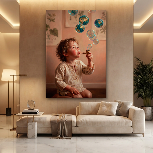 Blowing Worlds Into Being – Soft Surreal Conceptual Canvas Art