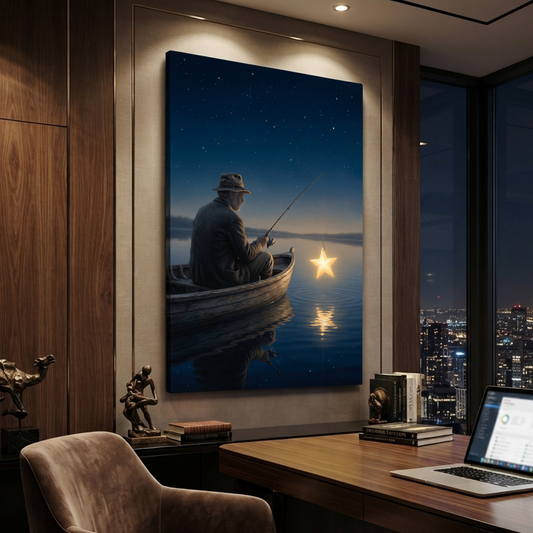 Fishing For A Star – Soft Surreal Conceptual Canvas Art