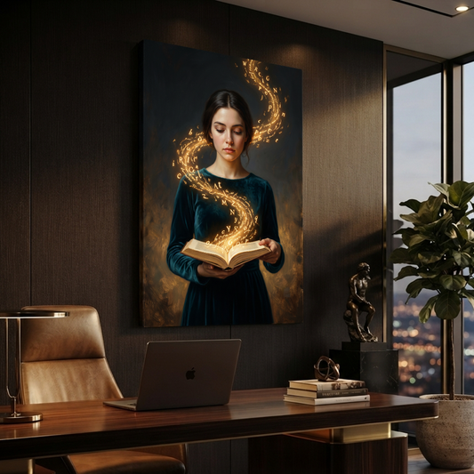 Words Take Golden Flight – Soft Surreal Conceptual Canvas Art