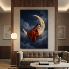 Sleeping On The Moon – Soft Surreal Conceptual Canvas Art